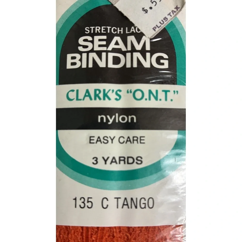 Clark's‎ O.N.T. Seam Binding Orange 3 yds Nylon Stretch Lace 135 C Tango Vintage
